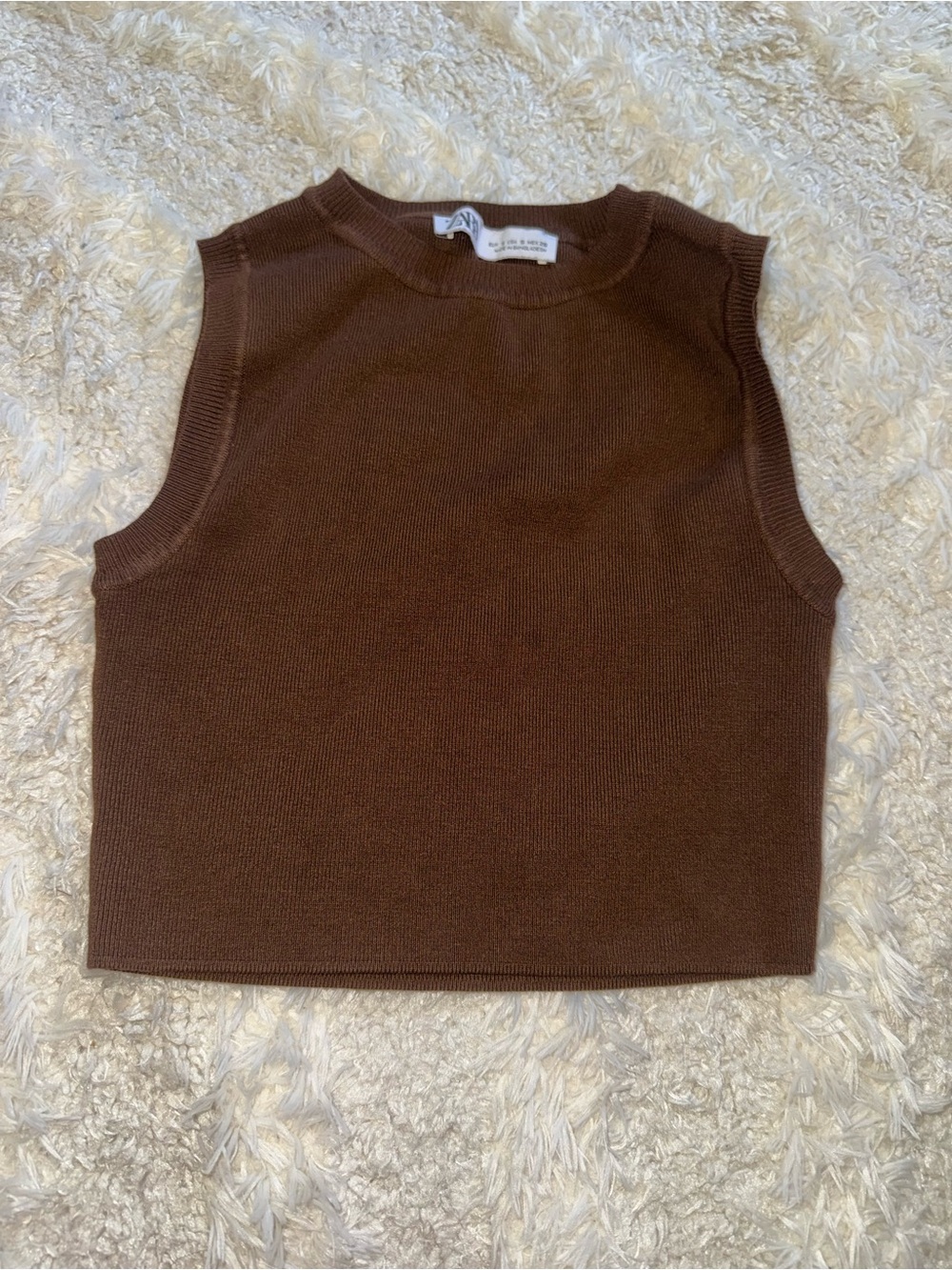 Zara Brown Knit Sleeveless Tank Top
